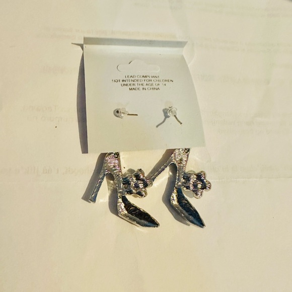 Silver High Heel Earrings - Picture 2 of 2